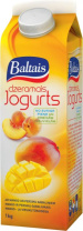 Baltais dzeramais jogurts ar mango un persiku gabaliņiem